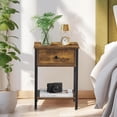 thumbnail image 3 of Nightstands Set of 2, Modern Bedside End Tables, Night Stands with Drawer and Storage Shelf for Living Room Bedroom, Industrial Metal Frame, 3 of 6