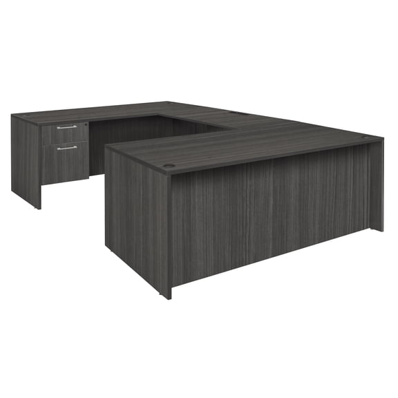 Regency Legacy 71 x 35 in. U Desk with Double Pedestal & 47 in. Bridge- Ash Grey