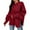Red, variant on Jinhomg Women's Oversized Solid Sweatshirt Trendy Side Split Crewneck Loungewear Top Fall Loose Fit Comfy Long Sleeve Sweatshirts Winter Saving Brown XL