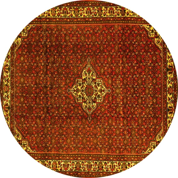 Ahgly Company Indoor Round Persian Yellow Traditional Area Rugs, 3' Round