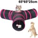 thumbnail image 1 of Túnel para gatos, juguete de juego plegable de 3 vías: diversión en forma de tubo para conejos, gatitos y perros, rosa rojo + negro, 1 of 5