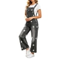 thumbnail image 2 of Ruohan Women's Floral Denim Overalls Adjustable Straps Wide Leg Fringe Hem Jumpsuit, 2 of 6