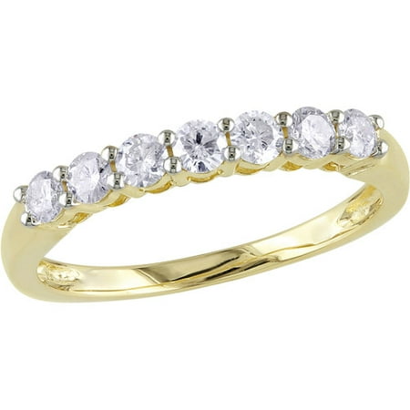 Miabella 1/2 Carat T.W. Diamond 14kt Yellow Gold Semi-Eternity Anniversary Ring