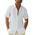thumbnail image 2 of Traveling Casual Style Men's Button Down Boys Shirt Summer Pool Party Solid Color Simple Design Slim Fit Tops Daily Clothes White L, 2 of 5
