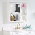 thumbnail image 4 of ANGELES HOME 34"x 30" Wall Mounted Bathroom Medicine Cabinet with Mirror, 6 Tier Wooden Mirror Cabinet Organizer Spacesaver with Shelves Single Soft-Close Door, White, 4 of 9