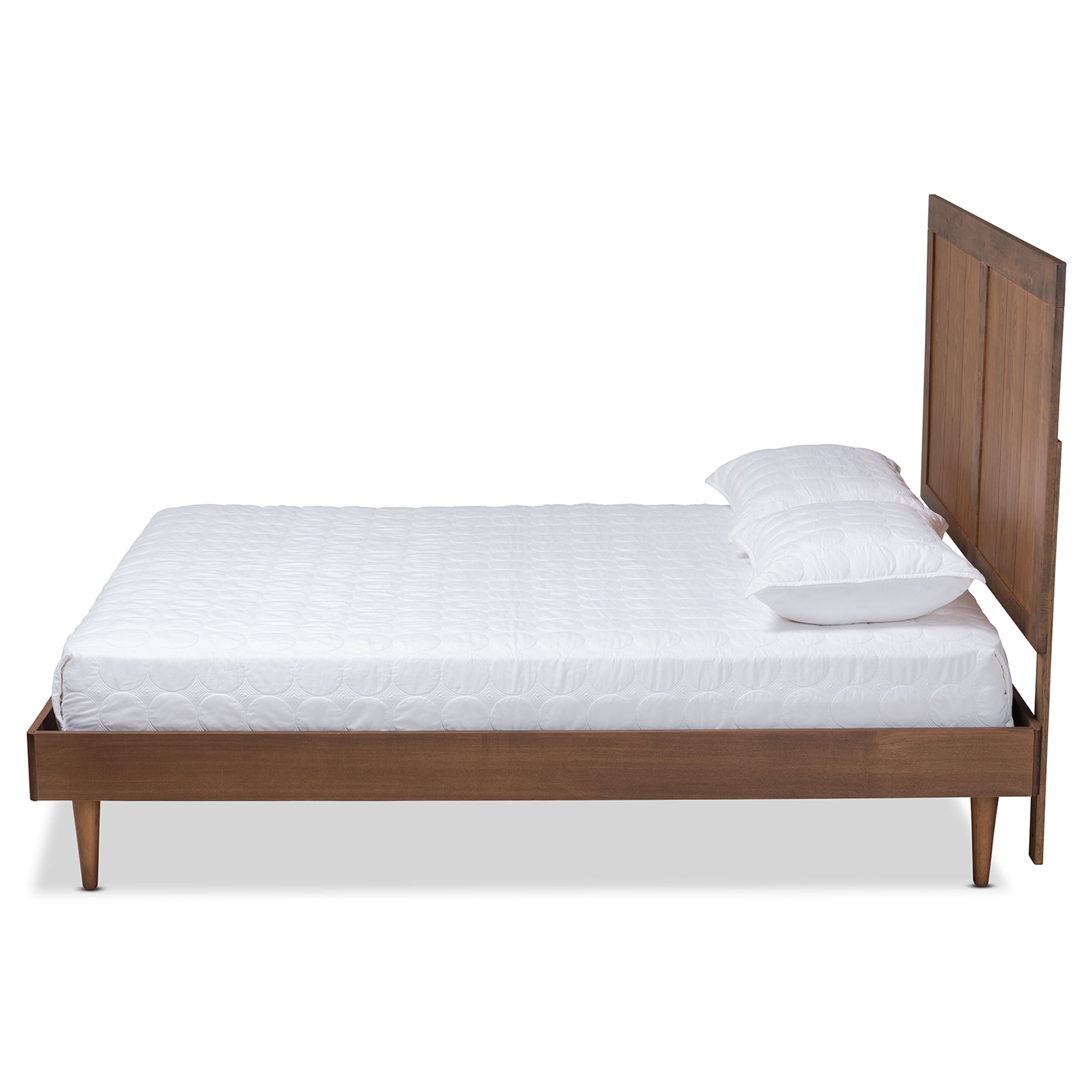 Baxton Studio Nicola Transitional Wood Back Support Platform Bed, Queen, Ash Walnut