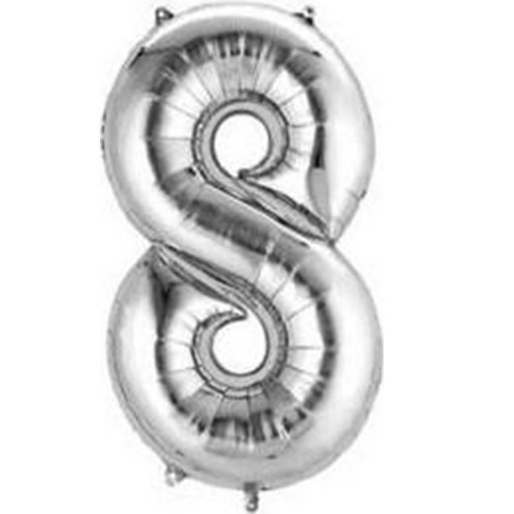 Anagram 78537 16 in. Number 8 Silver Shape Air Fill Foil Balloon