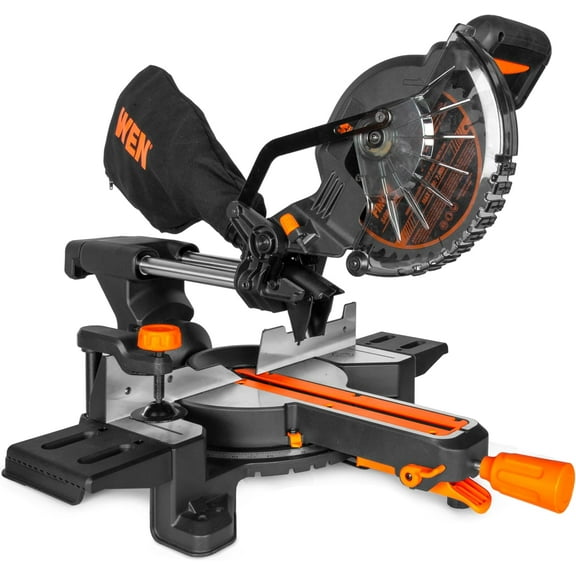 WEN 20V Max Cordless Brushless 7.25-Inch Single Bevel Sliding Compound Miter Saw with LED Cutline, 4Ah Battery and Charger (20672)