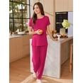 thumbnail image 3 of Ekouaer Womens Pajama Sets Short Sleeve Lounge Sets for Women Jogger Pajama Set 2 Piece Pj Sets, 3 of 6