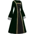 thumbnail image 5 of QATAINLAV Women's Gothic Hooded Witch Dress Lace Up Belt Vitorian Dresses Trumpet Sleeve Ball Gown Halloween Costumes, Green, XXXL, Gifts for Girls, 5 of 6
