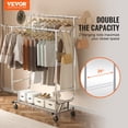 thumbnail image 2 of SKYSHALO Clothes Rack 600 lbs Commercial Grade Heavy Duty Clothing Garment Rack with Shelves Adjustable Collapsible Clothing Racks on Wheels with Double Hanging Rod Chrome Finish, 2 of 8