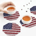 thumbnail image 4 of Leather Coasters with Heat-resistant for Drinks, America Flag Glitter -标题2 Octagon, 4 of 5
