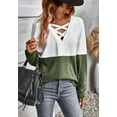 thumbnail image 5 of Criss Cross Front Drop Shoulder Color Block Sweater for Women White Medium, 5 of 5