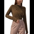 thumbnail image 1 of Camiseta Interior de Larga para Mujer, Otoño e Invierno, Nueva, con Cuello Redondo Cepillado Color Café XL, 1 of 9