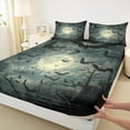 thumbnail image 3 of Manfei Spooky Bats Full Size Sheets,Happy Halloween Day Bed Sheets,Yellow Moon Pattern Sheet Sets For Boys Kids,Luxury Bedroom Decor,4 Pieces, 3 of 7