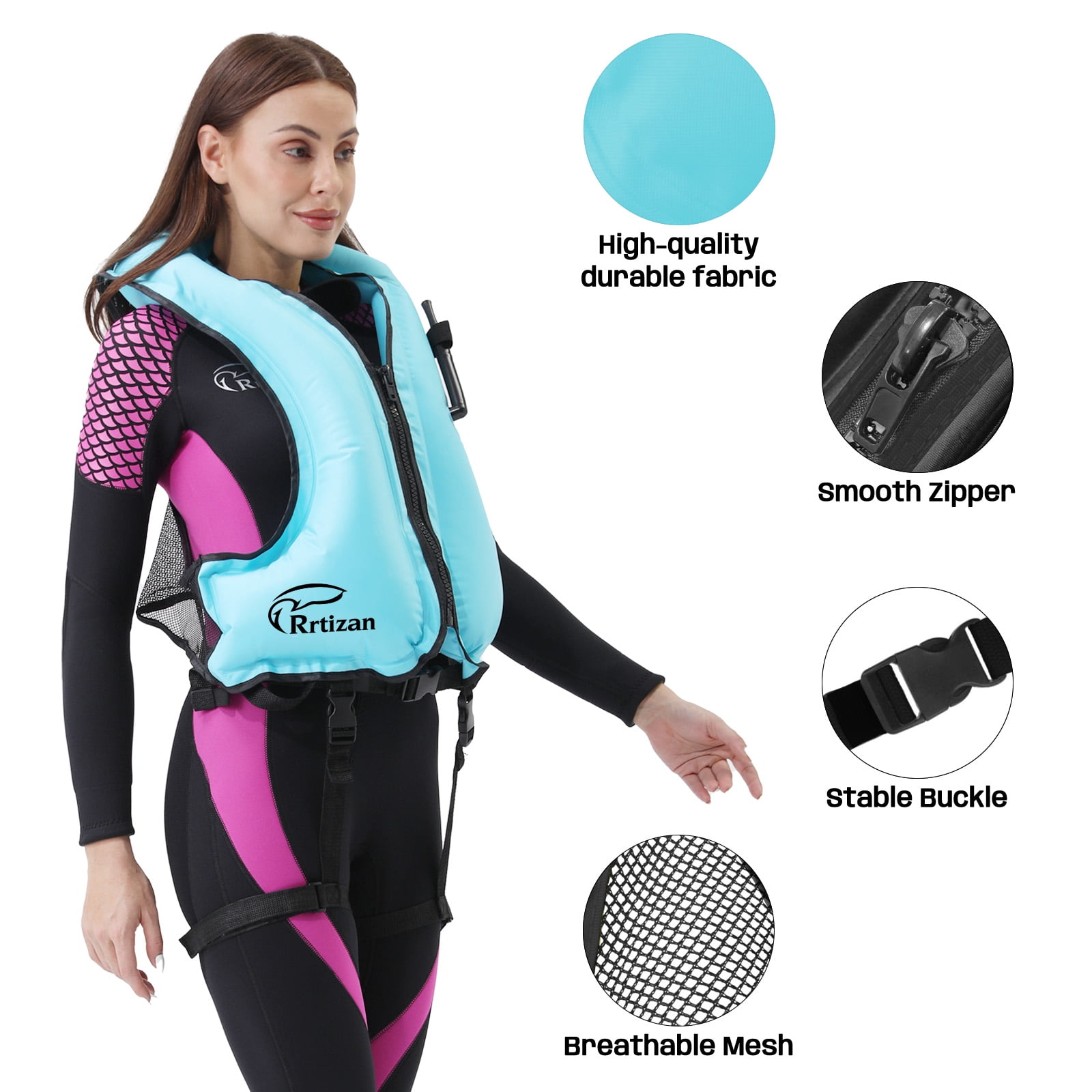Adult Buoyancy Vest Life Jacket PFD, High Buoyancy, Adjustable Straps, Lightweight & Comfortable, Quick-Drying, Unisex for Boating Fishing Kayaking Swimming Water Sports Blue