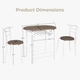 thumbnail image 3 of Ktaxon 3-Piece Modern Kitchen Dining Table Set for 2, Dining Room Round Table and Chair Set with Wine Rack, Rustic Brown & White, 3 of 7