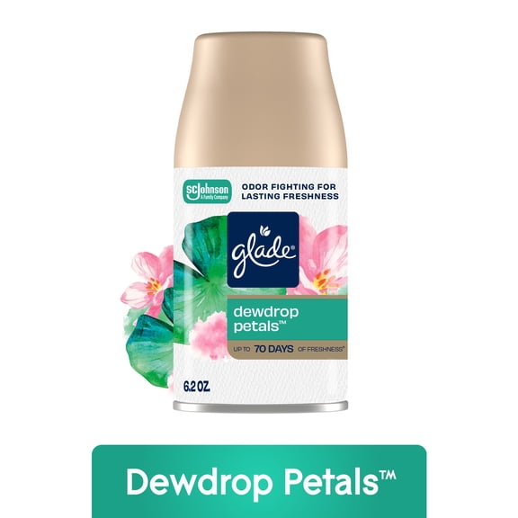 Glade Automatic Spray Refill 1 CT, Dewdrop Petals, Automatic Air Freshener, 6.2 OZ.