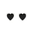 thumbnail image 3 of Clara Pucci 1.0 ct Brilliant Heart Cut Studs VVS1 Genuine Conflict free Black Natural Onyx Solid 18K White Gold Designer Everyday Earrings Push back, 3 of 5