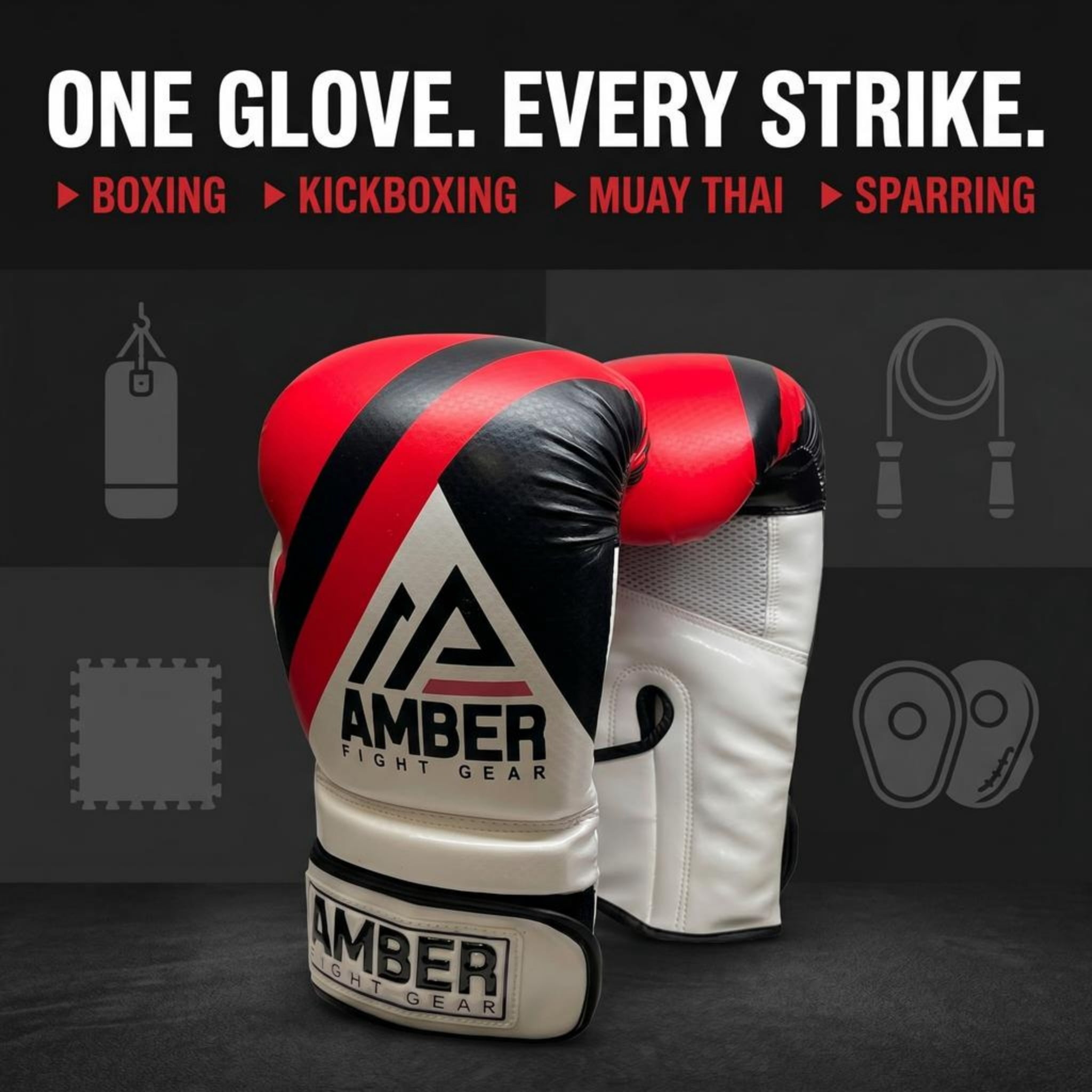 Fury Boxing Gloves - Kickboxing, Muay Thai Training Gloves, Sparring Punching Bag Mitts, Durable PU, Shock-Absorbing Foam Core, Non-Slip Wrist Support, Multi-Sport Glove, Red/Black, 16oz