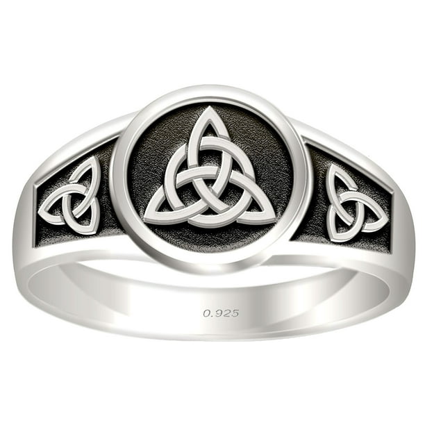 US Jewels and Gems Men's 0.925 Sterling Silver Irish Celtic Trinity