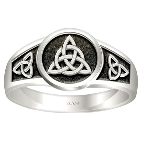 Men's 0.925 Sterling Silver Irish Celtic Trinity Knot Ring