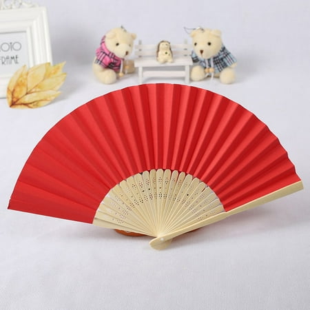 

iopqo room decor solid fan folding folding party wedding hand dance held silk pattern color tools & home improvement home decor