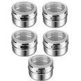 thumbnail image 1 of Paquete de 5 tarros magnéticos para especias, caja de almacenamiento de contenedores de especias de acero inoxidable, 1 of 5