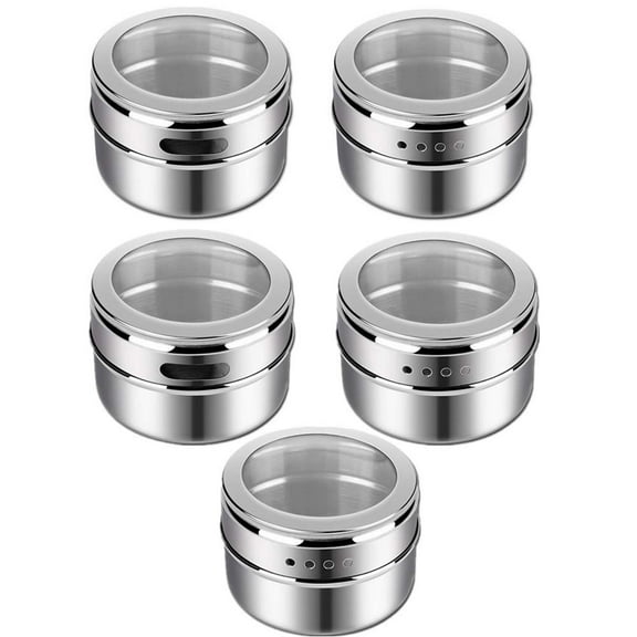 5Pack Spice Tins, stainless steel spice container storage box with transparent lid for storing herbs, spices