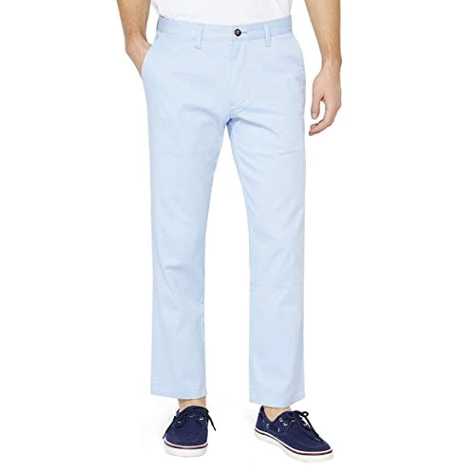 Men Nautica Mens Classic Fit Flat Front Stretch Solid Chino Deck Pant