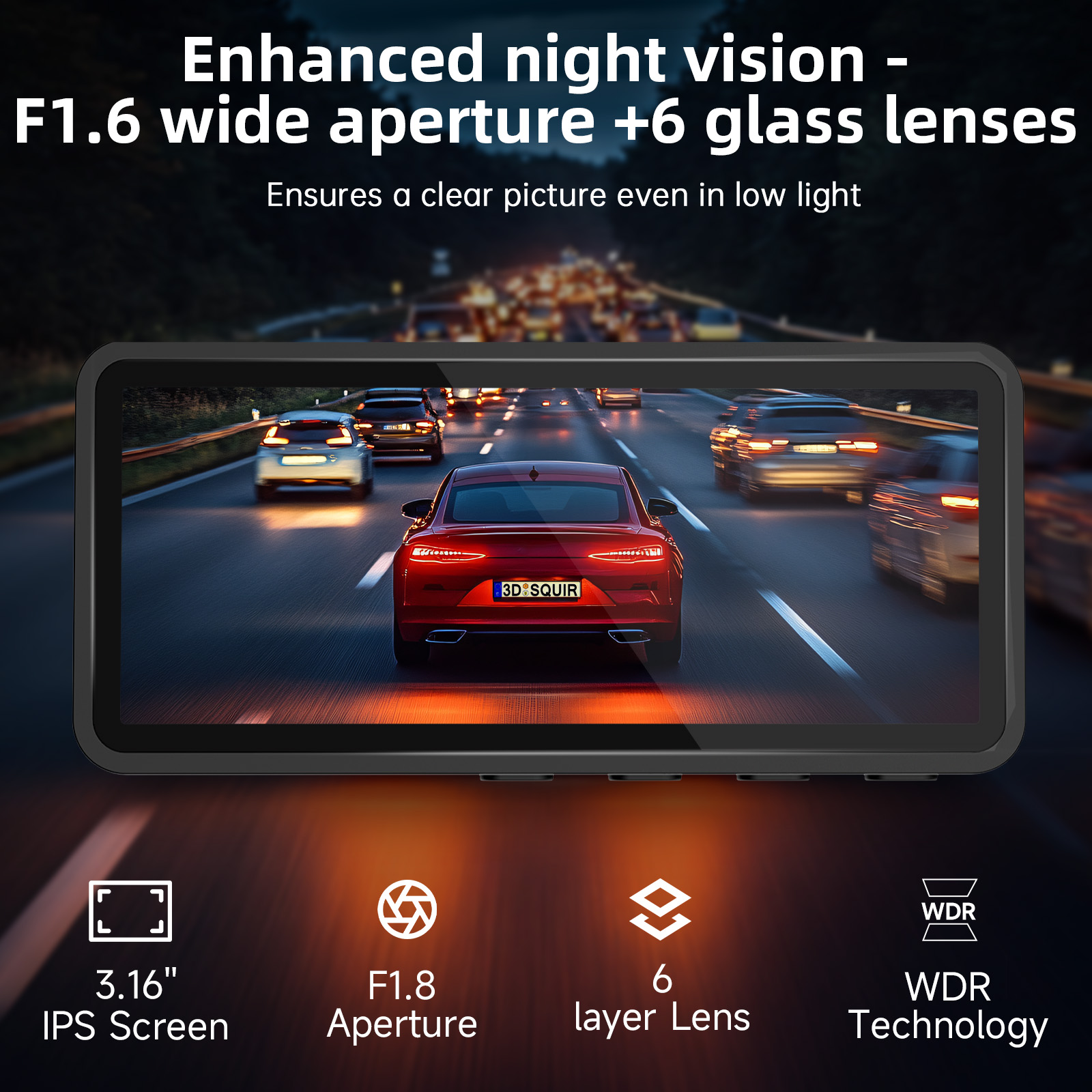 FFN Dual Dash Cam 2.5K Front & 1080P Rear with Night Vision photo 5