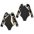 thumbnail image 6 of iiniim Girls Gymnastics Leotards One Piece Long Sleeve Ballet Dance Athletic Bodysuit Unitard Biketards Dancewear Black Flowers 14, 6 of 7