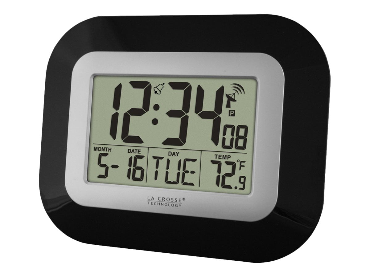 La Crosse Technology Digital Clock Atomic Temperature Moon Phase Oak Alarm 