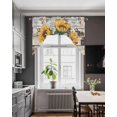 thumbnail image 3 of Sunflowers Swag Valances for Windows, Small Curtains Drapes, Country Vintage Botanical Flowers Newspaper Kitchen Window Curtains Over Sink Window Treatment Valance for Bedroom/Bathroom 56"x36", 3 of 5