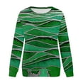 thumbnail image 4 of WREESH Womens Fashion Crewneck Sweatshirts Print Casual Long Sleeve T-Shirt Loose Top Sweatshirt Pullover Green, 4 of 5