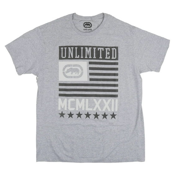 Ecko Unltd Men's T-Shirt Freedom Flying Puff Print Short Sleeve Crewneck Tee (X-Large, Heather Grey)