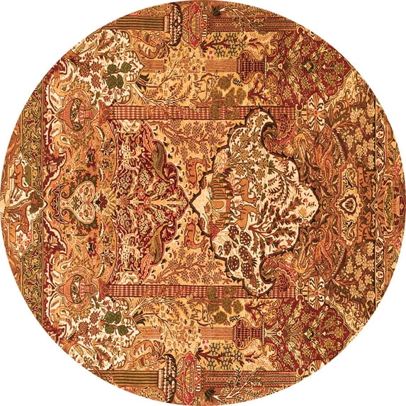 Ahgly Company Indoor Round Animal Orange Traditional Area Rugs, 4' Round