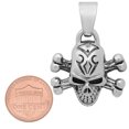 thumbnail image 3 of Highly Polished .925 Sterling Silver 29.5mm Skull & Bones Pendant, 3 of 7