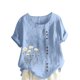 thumbnail image 1 of Camisetas de Manga Corta para las Mujeres Impreso Botón de Manga Corta Camiseta Blusa Poliéster, Ropa Casual Mirar Superior para las Mujeres, 1 of 8