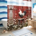 thumbnail image 5 of No Hook Shower Curtain, Red Rooster Shower Curtains for Bathroom with See Through Top Window, Farmhouse Animals Spring Floral Rustic Waterproof & Washable Bath Curtain Standard 72"x72", 5 of 9