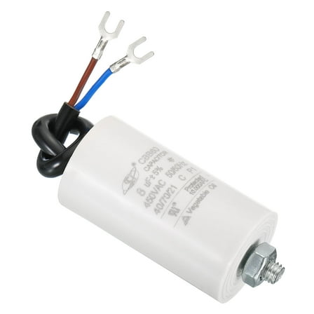 Uxcell CBB60 8uF Run Capacitor, AC450V 2 Wires 50/60Hz Cylinder with Screw 65x35mm
