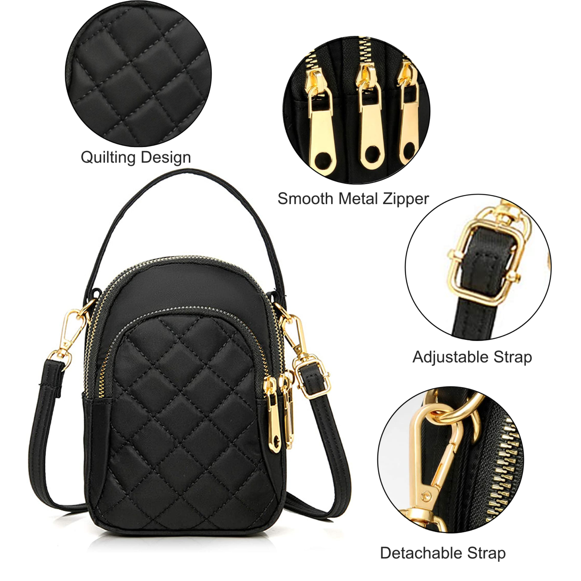 Quilted Cell Phone Purse, TSV Multi-Pockets Crossbody Phone Pouch Bag with Adjustable Strap and Headphone Hole for Women - image 2 of 6