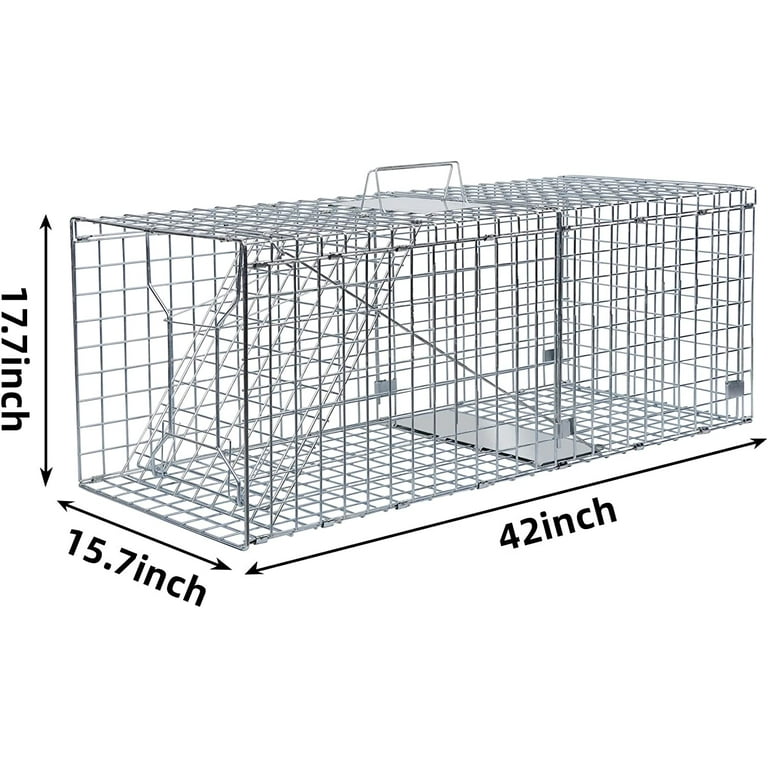 iMounTEK 24'' Humane Live Animal Trap Cage Catch Release Live Animal Rodent  Cage Collapsible Galvanized Wire for Raccoons, Beavers, Cats, Opossums