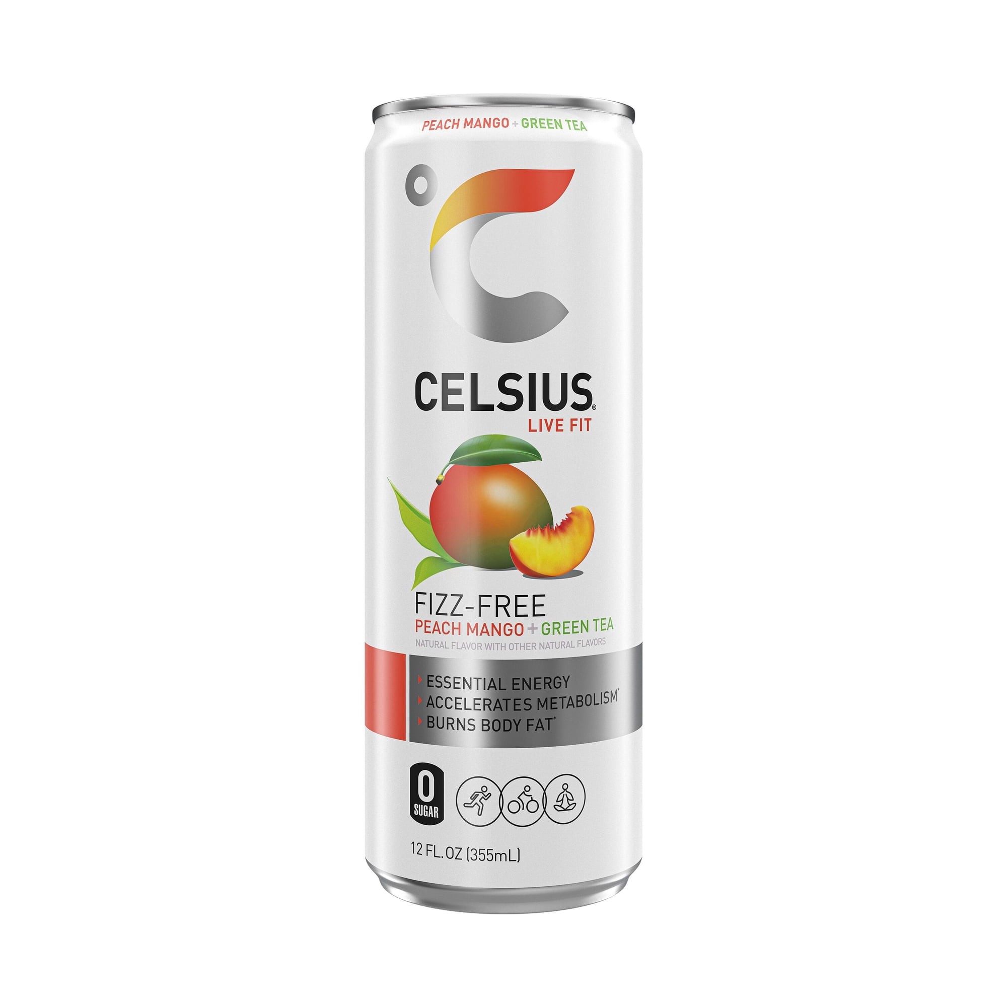 CELSIUS Essential Energy Drink 12 Fl Oz, Peach Mango Green Tea (Single)