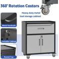 thumbnail image 6 of Heavy-Duty Metal Garage Storage Cabinet with Wheels - Sturdy and Durable Tool Storage Cabinet for Garage, Office, and Home Organizer Solutions (Black+Gray+1 Drawer & 2 Door), 6 of 6