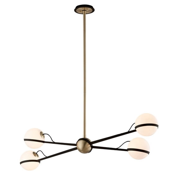 Troy Lighting-F5307-Ace - Four Light Island Textured Bronze/Brushed Brass Finish with Opal Glass