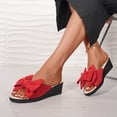 thumbnail image 3 of UTTOASFAY Women's Wedge Sandals,Bow Open Toe Fish Mouth Slippers,Mid Heel Casual Summer Shoes,Soft Sole Outdoor Slip-On Footwear, 3 of 7