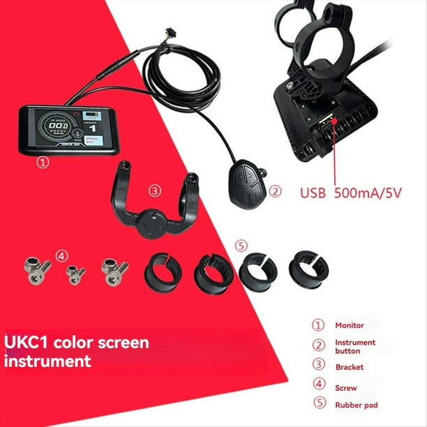 Pantalla A Color e-Bike UKC1 con Conector SM de 36 V, 48 V, 52 V, 60 V y 72 V para Protocolo de Comunicación OMD2