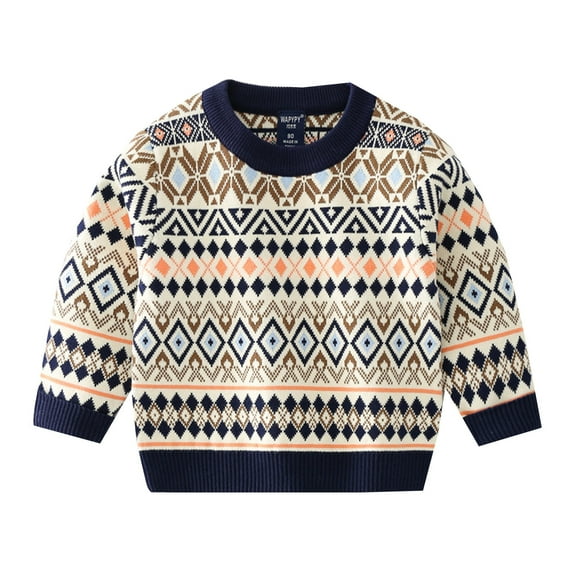 Staki Baby Boden Sweater Boys Crewneck Long Sleeve Textured Ribbed Edge Pullover Sweaters Knitted Sweater (Navy Blue,2-3 Years)