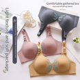 thumbnail image 5 of Sujetador fino de talla grande de moda bordado para personas de mediana edad y mayores sin aros de acero Sujetador push-up ajustable Sujetador cómodo y transpirable, 5 of 5